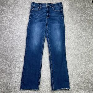 American Eagle Jeans Women’s 10 Long Slim Straight Crop High Rise Dark Wash